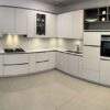 Ex Display Hacker Systemat Satin White Easy-to-Reach Kitchen - Neff Siemens Miele Blaupunkt Appliances – Quartz Statuario Milano 20mm Worktops