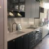 Ex Display Hacker Velvet Blue Glass Champagne Carcass Kitchen – Neff Siemens Appliances - Caesarstone White Attica 20mm Worktops