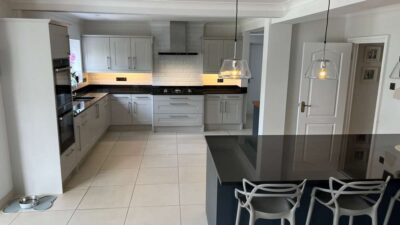 Large Modern Bespoke Shaker Light Dark Grey Kitchen & Utility Room