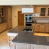 Large Traditional Country Rustic Wood Door Kitchen & Peninsular Miele Bosch Neff Samsung Appliances Corian Worktops & Sink