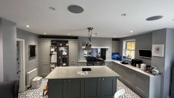 Modern Bespoke Dark - Light Grey Shaker Kitchen & Island – Samsung Belling Bosch Appliances