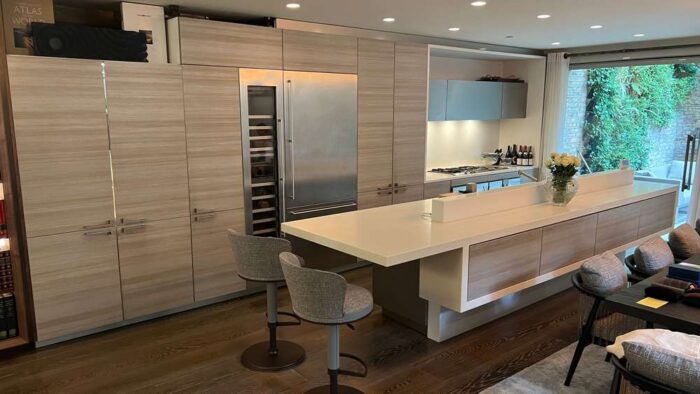 Poggenpohl Gaggenau Textured Grain - Stainless Steel Kitchen & Large Island