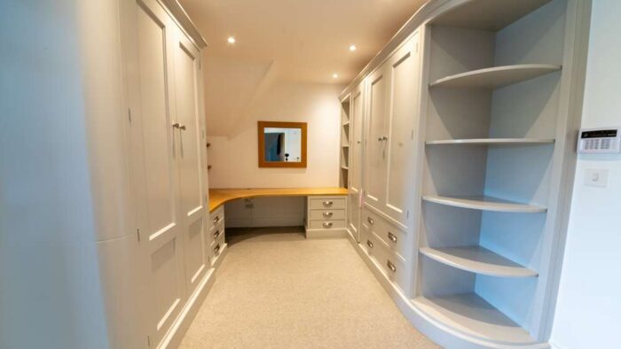 Bespoke Forbrook Dust Grey Bedroom Wardrobe & Dressing Area inc Dovetail Joints