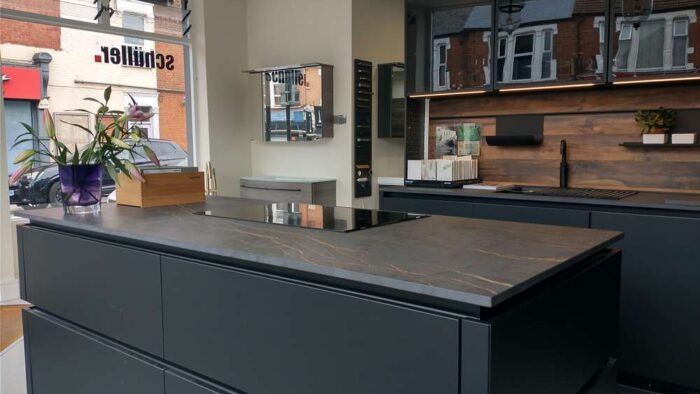 Ex Display Schuller Unimatt Onyx Black - Oak effect Kitchen & Island