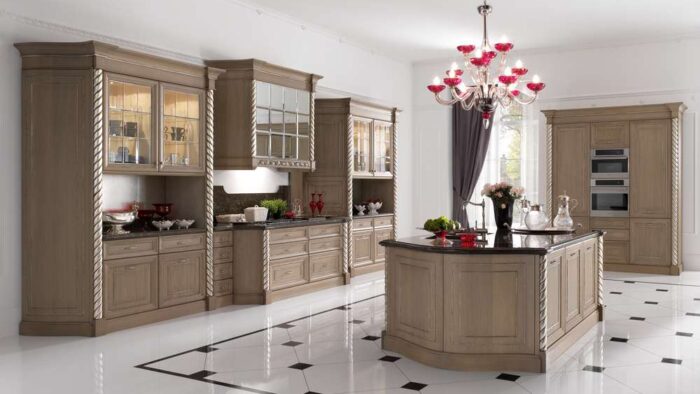 Ex Display Luxury Italian Botega D’Arte Paris Ash Oak - Real Silver Leaf Pilaster Handcrafted Kitchen & Island