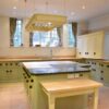 Stunning Large Mark Wilkinson Cooks Sage Green - Mustard Kitchen & Large Island & Hanging Pan Rack – Appliances – Granite & Oak Wood Worktops