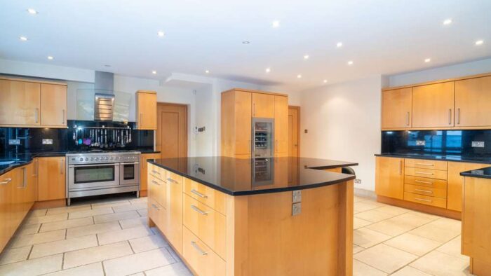 Bespoke Large Immaculate Light Maple Modern Kitchen & Large Island & Dresser & Utility Room