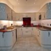 Ex Display JJO Image Ivory Gloss Kitchen – Belling Wine Cooler - Silestone Quartz Brown Worktops inc Sink