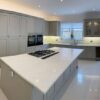 3 Year Old Modern Bespoke Mussell Shaker Kitchen & Large Island – Neff Appliances - White Quartz & Grey Veined Worktops