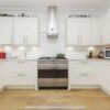 Bespoke White Shaker Modern Kitchen & Peninsular – Smeg Appliances – White Granite Worktops