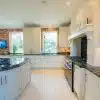 Large Oliver James Dovetail Joint Wood Door Shaker Light Grey + Buttercream Kitchen & Large Island – Appliances – Marble Effect Granite or Marble Bullnose Worktops