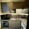 Modern Bespoke Dark Grey Compact Kitchen – Neff Samsung Appliances – Grey & White Veined Worktops