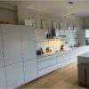 Modern Bulthaup White Kitchen & Matching Island – Siemens Hob Extractor – Granite Worktops with Wooden Breakfast Bar