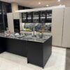 Ex Display Miton Menta Bilam Emme Champagne & Black Onyx Kitchen & Island - Siemens Appliances - 12mm Xtone Orobico Dark Porcelain Worktops In Gloss Finish