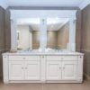 Ex Display Scavolini Baltimora Bathroom Vanity Unit Matt Lacquered Framed Door - Mirror & Lights with Bianco Carrara Marble Worktop