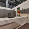 Exhibition Display Nolte Cantera Sandstone Crème Soft Lack Sepia Brown Kitchen & Peninsular – Neff 1810 Appliances - Nolte Laminate 12mm Sand Lime Cream Worktops