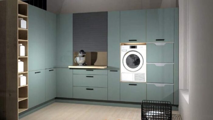 Exhibition Display Nolte Manhattan Black Green Chalet Utility Room - Laundry Area – Siemens Washing Machine