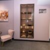 Ex Display Luxury Poggenpohl Tall Dusty Pink Glass Recessed Display Cabinets