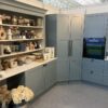 Exhibition Ex Display Bespoke Aldana Painted Teal Corner Pantry Kitchen – Neff Oven - Cosy Stone Quartz Santorini 30mm Worktops