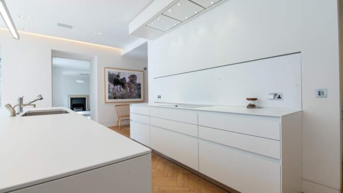 Large Modern Luxury Bulthaup B3 Alpine White Kitchen & Island - Gaggenau Quooker Appliances - Bulthaup B3 Alpine White Worktops