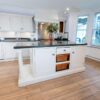 Luxury Bespoke Ivory Dovetail Joint Wooden Shaker Kitchen & Matching Island – Brittania Bosch Appliances – Granite Worktops