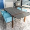 Ex Display Extendable Dining Table with Porcelain Top and Four Cushioned Chairs with Soft Fabric