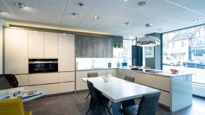 Ex Display Schmidt Lagoon Arcos Kashmir Grey Gloss & Canyo Kitchen – Miele Appliances