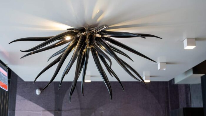 Ex Display Luxury Italian La Murrina Handmade Black Murano Medusa Glass Ceiling Lamp