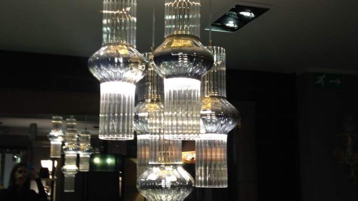 Ex Display Luxury Italian La Murrina Handmade Murano Glass with Gold Details Ceiling Lamp