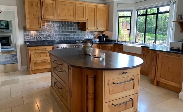 Large Stoneham Wooden Shaker Kitchen with Island and Dresser - Neff Bertazzoni Liebherr Appliances – Granite & Wooden Worktops