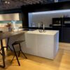 Ex Display Nolte Carisma Black Soft Mat - Portland Cement Sapphire Grey Kitchen & Island with Breakfast Bar – Neff AEG Appliances - Nolte Cement Sapphire Grey Laminate 12mm Worktops