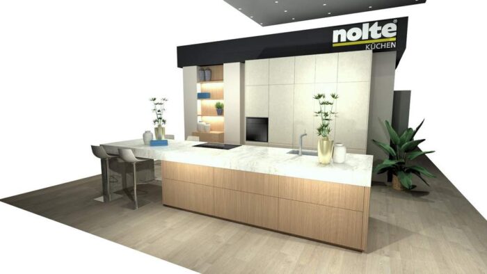 Exhibition Display Nolte Neo Lodge Oak Diamond - Portland Cement Agate Kitchen & Island – BORA Miele Appliances – 3832751