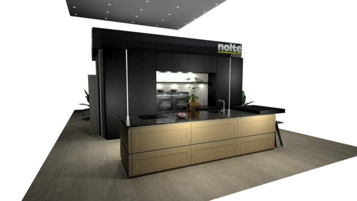 Exhibition Display Nolte Plus Black Anti Fingerprint - Lacquered Caramel Shaker Kitchen & Island