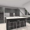 New Boxed Luxury Porcelanosa Projects Eucalyptus Smutty Grey P180 Gola Wharf Handle Kitchen & Matching Island