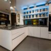 Ex Display Hacker Polar White Black Oak effect Kitchen with Peninsula - Appliances – Marble effect Worktops