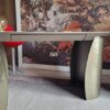 Ex Display Luxury Home Office Desk Curved Bronze Glass Legs by Reflex Petalo Tulczinsky