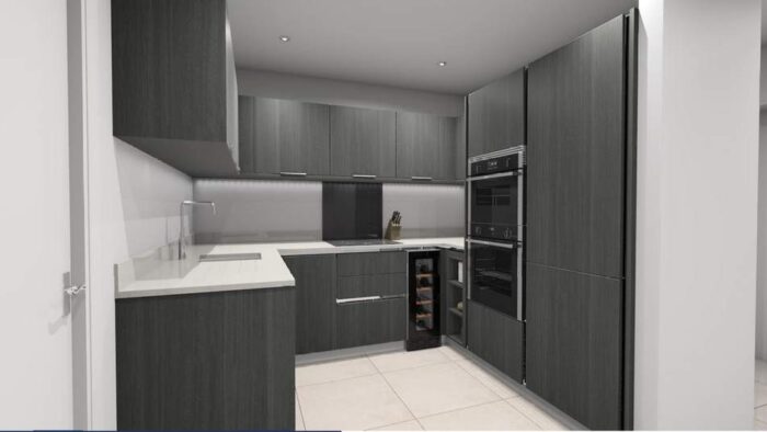 New Boxed Luxury Porcelanosa Projects Eucalyptus Smutty Grey P180 Gola Wharf Handle Kitchen