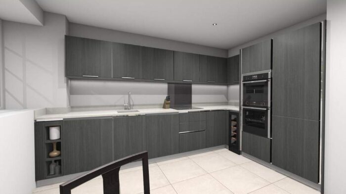 New Boxed Luxury Porcelanosa Projects Eucalyptus Smutty Grey P180 Gola Wharf Handle Kitchen