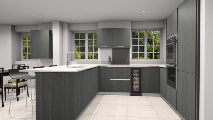 New Boxed Luxury Porcelanosa Projects Eucalyptus Smutty Grey P180 Gola Wharf Handle Kitchen