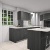 New Boxed Luxury Porcelanosa Projects Eucalyptus Smutty Grey P180 Gola Wharf Handle Kitchen & Matching Island