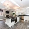 Waterford White Classic Dove Tail Joint Kitchen including Large Matching Island with Breakfast Bar – Rangemaster Bosch Samsung Appliances – Bullnose Granite Worktops