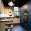 Ex Display Schmidt Bolero Kashmir Grey - Moody Blue Kitchen with Antique Silver Finish Handles – Neff Blanco Appliances - Cosentino Silestone Marengo Worktops