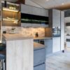 Ex Display Nobilia Riva Concrete Slate & Grey Kitchen with Peninsula & Breakfast Bar – Bosch Baumatic Appliances - Concrete Slate Grey Laminate Worktops - 3832885