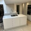 Modern Stone Grey J Handled Kitchen with Island – Hotpoint Neff CDA Appliances – Quartz Worktops