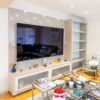 Hacker Reception Room Mussel - White Gloss Sideboard & Matching TV Wall Bookshelf