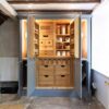 Ex Display Monument Grey Double Door Pantry with Brass Handles and Brass Hinges with Internal Lighting