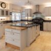 Large Bespoke Wingates Stone Grey Dovetail Joint Shaker Kitchen with Island and Breakfast Table – Miele Bosch Brittania Appliances – Granite Worktops