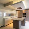 Modern Grey Concrete Effect White Gloss Chrome Channel Handle Kitchen & Matching Island – Miele Siemens Appliances - Quartz or Granite White Grey Veined Worktops
