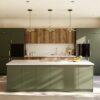 New Boxed Pompeii Ash & Barn Brown Board Kitchen with Matching Island - 30mm Westminster White Quartz Worktops – Cancelled Order