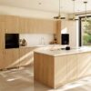 New Boxed White Oiled Engineered Oak Solid Oak Box Drawer Kitchen with Matching Island - 30mm Westminster White Quartz Worktops – Cancelled Order